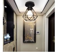 UNI Plafonnier Cage Diamant E27 16cm Rétro Industrielle Lustre Suspension pour Couloir Escalier Chambre
