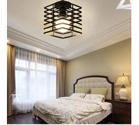 UNI Plafonnier Design Industrielle Rétro Cage en Métal E27 40W Noir