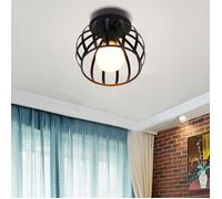 UNI Plafonnier Industriel Noir Cage en Form Boule Suspensions Luminaire E27 Lustre pour Salon Chambre