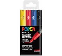 Uni Posca Lot De 4 Marqueurs Pc1m À Pointe Conique Extra Fine De Couleurs De Base