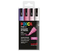 UNI Posca Lot de 4 marqueurs PC5m couleur pastel à pointe conique moyenne