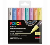UNI Posca Lot de 8 marqueurs PC1M couleur pastel à pointe conique extra fine