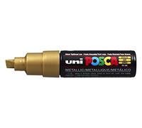 Uni-Posca-Marqueur pour verre Peinture PC- 8 k Stylo pointe biseautée large de 8 mm doré