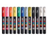 Uni Posca PC-1M Ensemble de 12 marqueurs professionnels pour peinture avec marqueurs noir + blanc supplémentaires