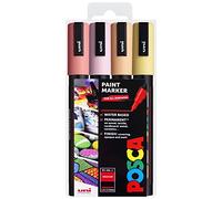 Uni Posca PC-5M Jeu de 4 marqueurs pour art et peinture dans une pochette en plastique - Couleurs pastel chaudes