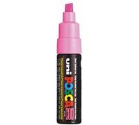 Uni Posca PC-8K couleur rose fluo Neon Stylo Marqueur peinture métal Tissu Verre 8mm pointe Pointe biseautée large écrire sur n'importe quelle surface en métal verre en plastique en bois en tissu pierre (Lot de 1)