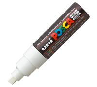 Marqueur Uni-Ball Posca pointe biseautée 8 mm - blanc