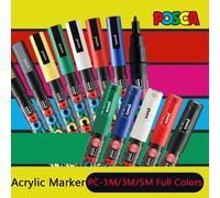 Uni POSCA POP marqueur à base d'eau, couleurs assorties PC-1M/3M/5M 0.7 ~ 2.5mm conseils stylo de peinture acrylique professionnel pour artistes et créateurs 3M Or