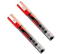 Uni PWE-5M Lot de 2 marqueurs à craie liquide - Tableau blanc tableau noir - Non permanent - Rouge