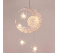 UNI Suspension Décorative Lune et Étoiles Lustre Lampe Aluminium pour Chambre Bébé Enfant
