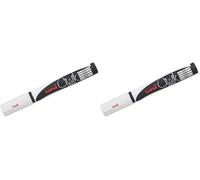 Uni TS-140135 PWE-5M Marqueur craie à pointe ogive, moyen, largeur de trait 1,8 mm - 2,5 mm, blanc (Lot de 2)