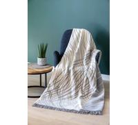 Unia - Coton Cloud Couverture en coton acrylique 150x200 1715/2 ligne crème gris couvre-lit avec pompons