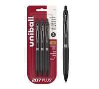 Uniball™ 207 Plus+ Lot de 3 stylos à encre gel, encre noire, pointe moyenne de 0,7 mm