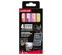 Mitsubishi Pencil Marqueur craie liquide Uni-Ball Chalk pointe ogive 1,8–2,5 mm pochette 4 assortis