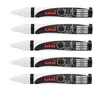 Uni-Ball Marqueurs craie PWE-5M - Pointe conique 1,8-2,5 mm - Résistant à la pluie - Lot de 5 blanc