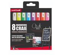 Uniball Marqueurs à craie PWE-5M 302422090 – 8 couleurs, pointe moyenne, multicolore