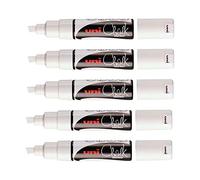 Uni Ball - Marqueurs Craie Liquide Blanc Chalk PWE-8K - Multi-Usage Effaçable - Haute Opacité Idéal Vitre Miroir Tableau Ardoise - Pointe Large Biseautée 8mm - Mitsubishi Pencil - Lot de 5 - Blanc