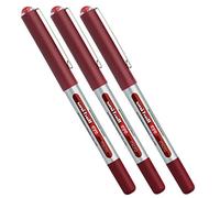 UNIBALL EYE, 3 Rollers Encre liquide - Ecriture fine 0,5mm - Rouge | Uni Mitsubishi Pencil - UB150 Micro - Super Ink Longue durée, résistante et infalsifiable - Écriture douce, fluide