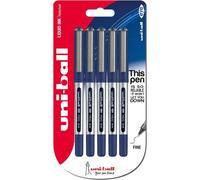 Uniball Eye Micro Ub-150 Pack Of 5 Ballpoint Pens 0.5 Mm Tip Blue