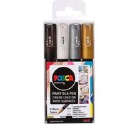 Uniball Marker Posca Pc-1m/4c Non-Permanent Pointe Fine 0.7mm Couleurs Assorties Gswb -Box 4u-