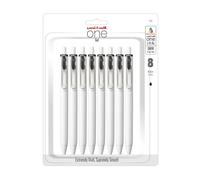 Uniball One Lot de 8 stylos à encre gel rétractable et rechargeable, pointe moyenne de 0,7 mm, encre noire