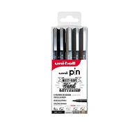 UNIBALL PIN, Hand Lettering - 5 Feutres brush et calibré - 4 Couleurs | Uni Mitsubishi Pencil - Encre de Chine pigmentée, waterproof et infalsifiable - Manga, croquis, illustration et calligraphie