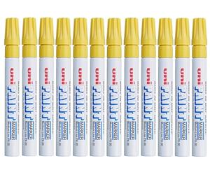 Uniball PX20-J Paint Marker Marqueur peinture à base d'huile indélébile Pointe moyenne ogive Jaune Lot de 12