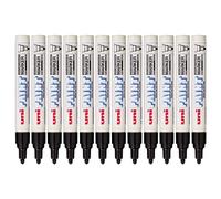 Uniball PX20-N Paint Marker Marqueur peinture à huile Pointe moyenne ogive Encre à pigmentation Noir Lot de 12