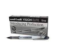 UNIBALL VISION ELITE, 12 Rollers Encre liquide, Ecriture moyenne 0,8 - Noir | Uni Mitsubishi Pencil - UB200 Medium 0,8mm - Super Ink Longue durée, résistante et infalsifiable - Écriture douce, fluide