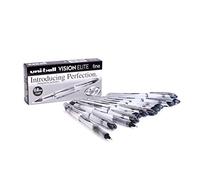 UNIBALL VISION ELITE, 12 Rollers Encre liquide, Ecriture moyenne 0,8 - Noir | Uni Mitsubishi Pencil - UB200 Medium 0,8mm - Super Ink Longue durée, résistante et infalsifiable - Écriture douce, fluide