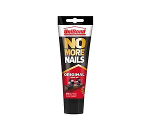 UniBond 1968125 No More Nails Original, adhésif de montage robuste, colle forte pour bois, céramique, métal, etc., adhésif blanc à prise instantanée, 1 tube de 234 g