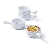 UNICASA Bol à Soupe avec Poignée, Mini Pot à Lait Blanche, Petits Bols à Tapas et Sauces en Céramique de 400 ml, Lave - Vaisselle Convient