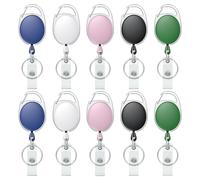 Uniclife 10 Pack Enrouleur de Badge Rétractable pour Porte-Badge Porte Clé Rétractable Robuste Boîtier en ABS Coloré avec Ressort Acier Inoxydable Mousqueton en Nylon 60 cm Anneau de Clé, 5 Couleurs