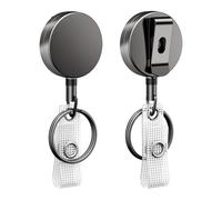 Uniclife 2 Pcs Porte Clé Rétractable Robuste Enrouleurs Badges Métal Très Résistants Porte Badges Boîtier Métallique avec Ressort Inoxydable 70 cm Corde Nylon Clip de Ceinture et Anneau de Clé Petit