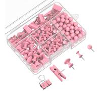 Uniclife 200 Pcs Punaises pour Mur, Punaises Roses pour Tableau d'Affichage & Liège, Punaise Décoratives, Ensemble de Punaise Mignonnes pour Images, Photos, Art & Décor, 5 Styles