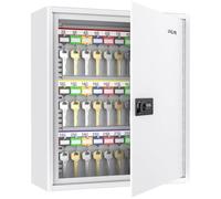 Uniclife Armoire à clés blanche 60 positions en acier avec combinaison et serrure à clé, réinitialisable, numérique, supports réglables, étiquettes colorées et crochets