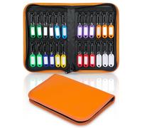 Uniclife Étui de rangement étanche et ignifuge orange avec 24 crochets et étiquettes pour bureaux, agences immobilières, hôtels et gestion locative
