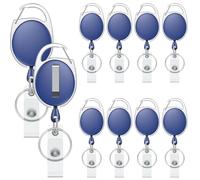 Uniclife Lot de 10 Badge Reels Rétractables pour Porte-Badges Bleu Porte-Clés Boîtier en ABS Renforcé avec Ressort en Acier Inoxydable Cordon en Nylon de 61 cm Mousqueton et Anneau pour Clés