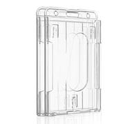 Uniclife Porte-badge vertical à 2 cartes avec fente pour le pouce Protecteur de boîtier PC transparent rigide pour ID d'école de bureau Cartes de crédit Licences Passes, Lot de 2