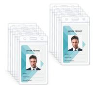 Uniclife Porte Badges Transparent Étui Vertical en Plastique Transparent avec Fermeture à Glissière Refermable Protège Cartes Souple et Imperméable pour le Bureau l'École Cartes d'identité, 12 Paquets