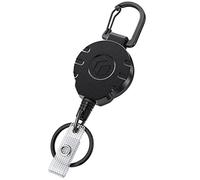 Uniclife Porte Clés Rrétractable pour Porte Badge Enrouleur de Badge Jusqu'à 226 g Boîtier en ABS avec Ressort en Acier Inoxydable 80 cm de Câble en Acier Mousqueton et Anneau pour Clé, 1 Paquet