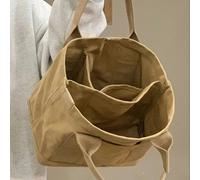 Unicolore Fourre-Tout Cartable , Léger Fourre-Tout Sac Canevas , Multifonctionnel Sac Pour Travail Avec Bouton Minimaliste Grande Capacité Sac Seau Taille UniqueGéométriquePolyester