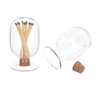 UNICRAFTALE 2Pcs Cloche Verre pour Allumettes Décorative Porte Allumettes en Verre Transparent Bougeoir Design pour Cheminée Accessoires de Salle de Bain Cadeaux Déco Maison 7.1x13 cm