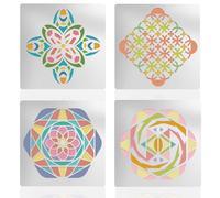 UNICRAFTALE 4pcs Pochoir Métal 4 styles Pochoir Motif Mandala Acier Inoxydable pour Peinture Réutilisable Pochoirs Fleur de Vie pour Bricolage Scrapbooking Dessin Sculpture Gravure