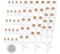 UNICRAFTALE 50 Pièce de Mini Bouteilles en Verre 1-20 ml 5 Tailles Pots à Sortilèges avec Bouchons de Liège 60 Têtes d'épingles à ?illet 3 Entonnoirs Flacons de Potion Apothicaire pour Cadeaux de Fête
