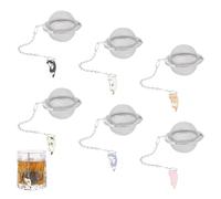 UNICRAFTALE 6 pièces Infuseurs à Thé en Maille Filtres à Thé Acier Inoxydable Ensemble Cages de Passoire à Boule de Thé avec Longue Chaîne et Breloques de Chat en Émail Support de Cages de Passoire