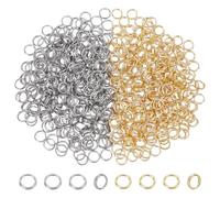 UNICRAFTALE 600pcs 2 couleurs Anneaux de Jonction Fendus Acier Inoxydable 5mm Doubles Boucles Mini Porte Clés Petits Anneaux Métal Connecteurs pour Porte Clés Bijoux Colliers Bracelet Boucle D'Oreille