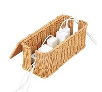 UNICRAFTALE Boîte de rangement de câbles faite à la main en plastique rotin avec fentes ouvertes, cachette pour cordons - Panier de rangement sous le bureau - Organiseur de cordon pour câble USB, TV