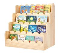 UNICRAFTALE Étagère à Livres à 4 Niveaux en Bois Bord Festonné Rangement pour Livres Couleur Bois Tacheté pour Salle de Jeu Chambre Nourricière Chambre à Coucher 16.5"x9.8"x15.7"/420x250x400mm
