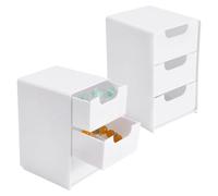 UNICRAFTALE Lot de 2 Organisateurs de Tiroirs en Plastique 3 Étageurs 12.5x8.8x7.6cm Blancs Boîte de Rangement Empilable pour Vanité de Maquillage sur Plan de Travail Coffret à Miroir Rétractable